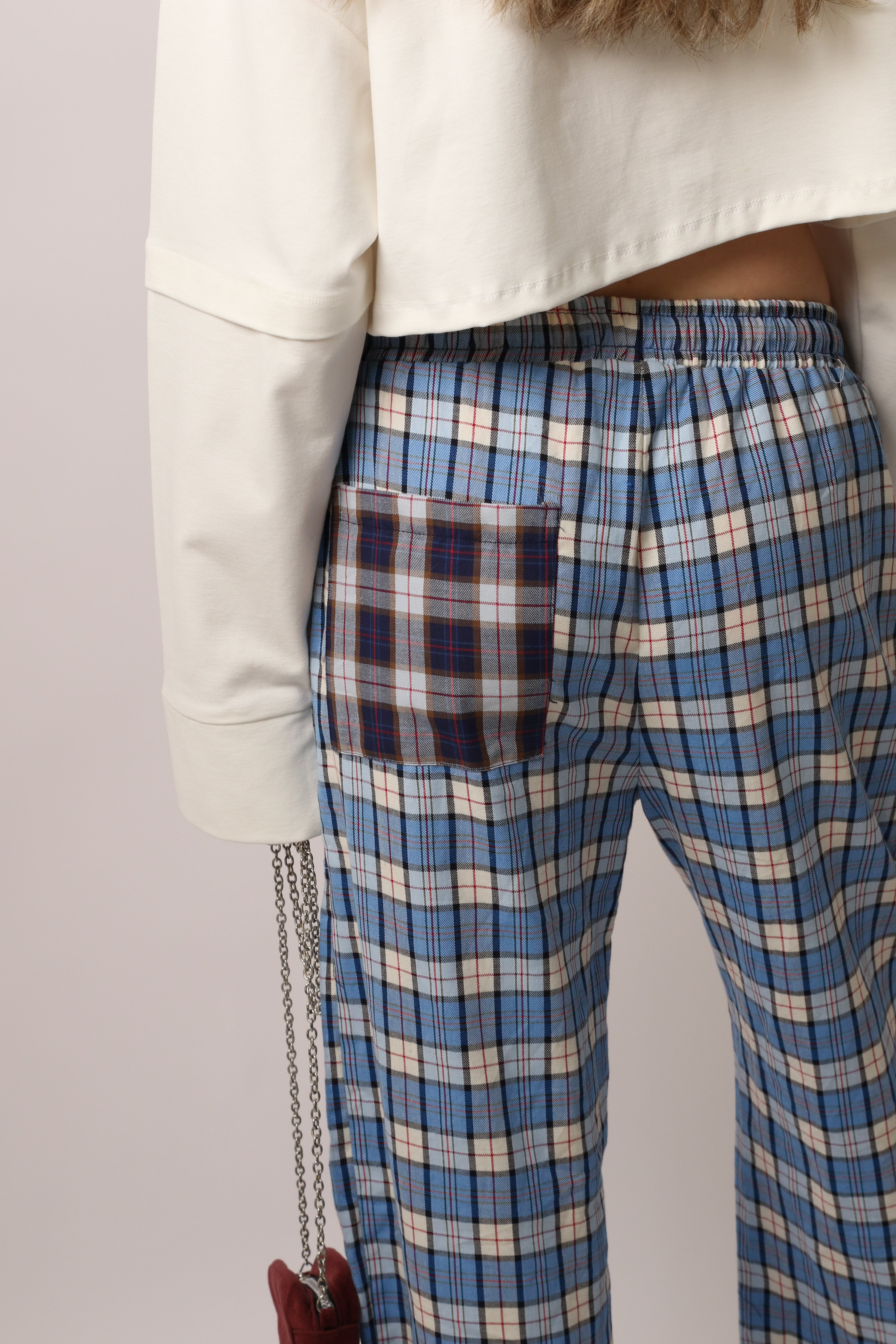 CONTRAST POCKET PANTS - SKY BLUE