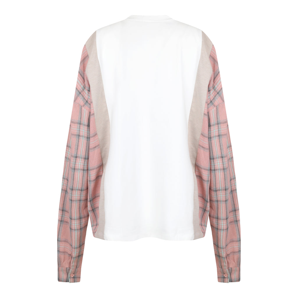 PLAID SLEEVE SHIRT PINK