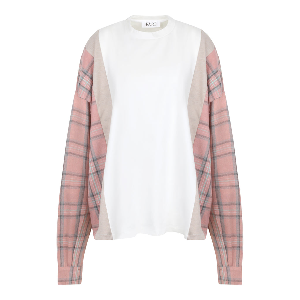 PLAID SLEEVE SHIRT PINK