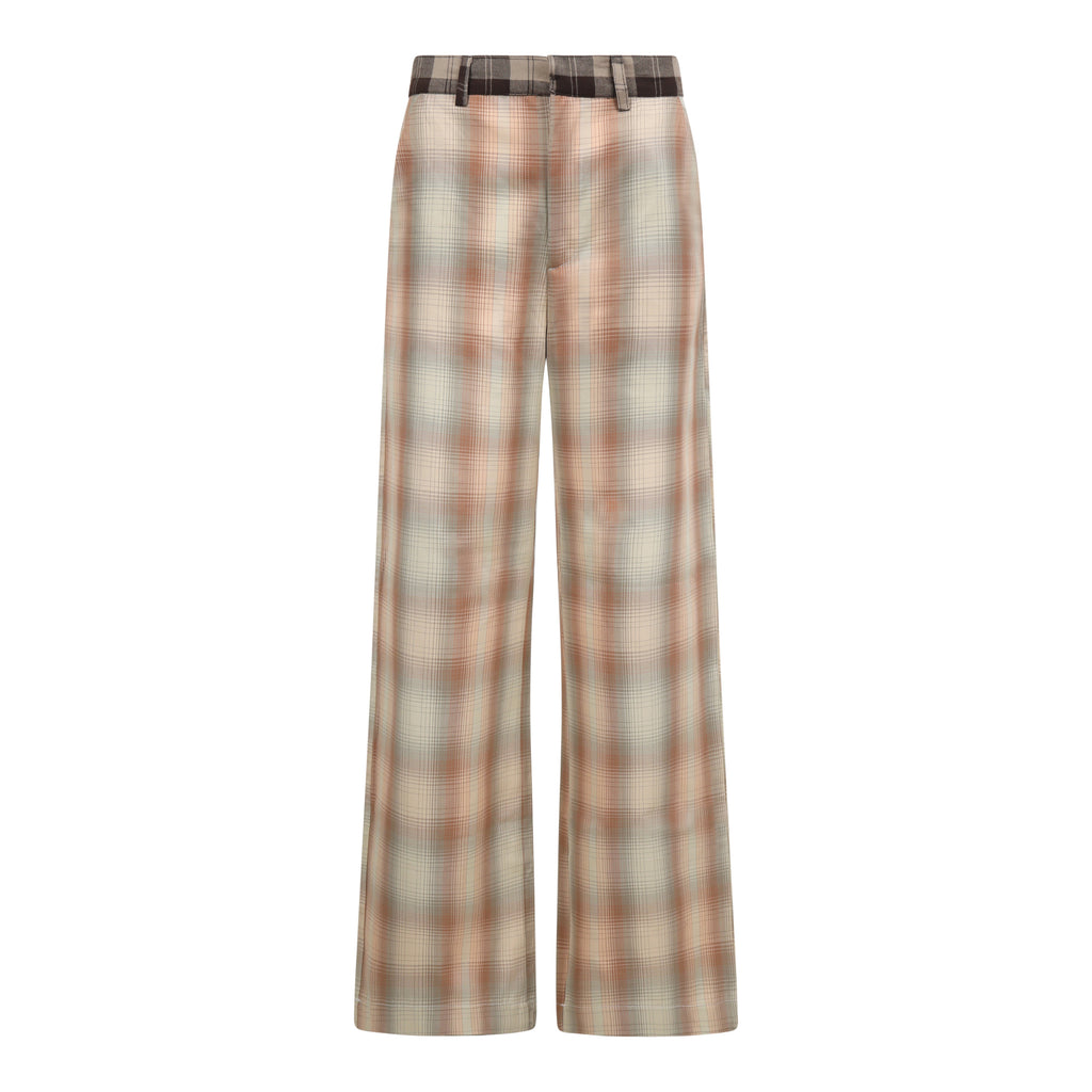 PLAID TAILORED PANTS - ORANGE
