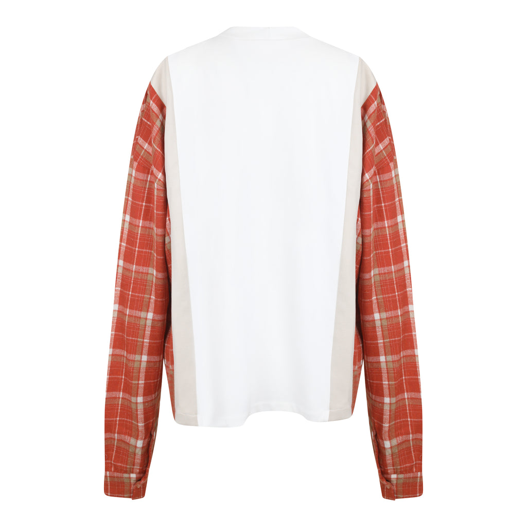 PLAID SLEEVE SHIRT - ORANGE