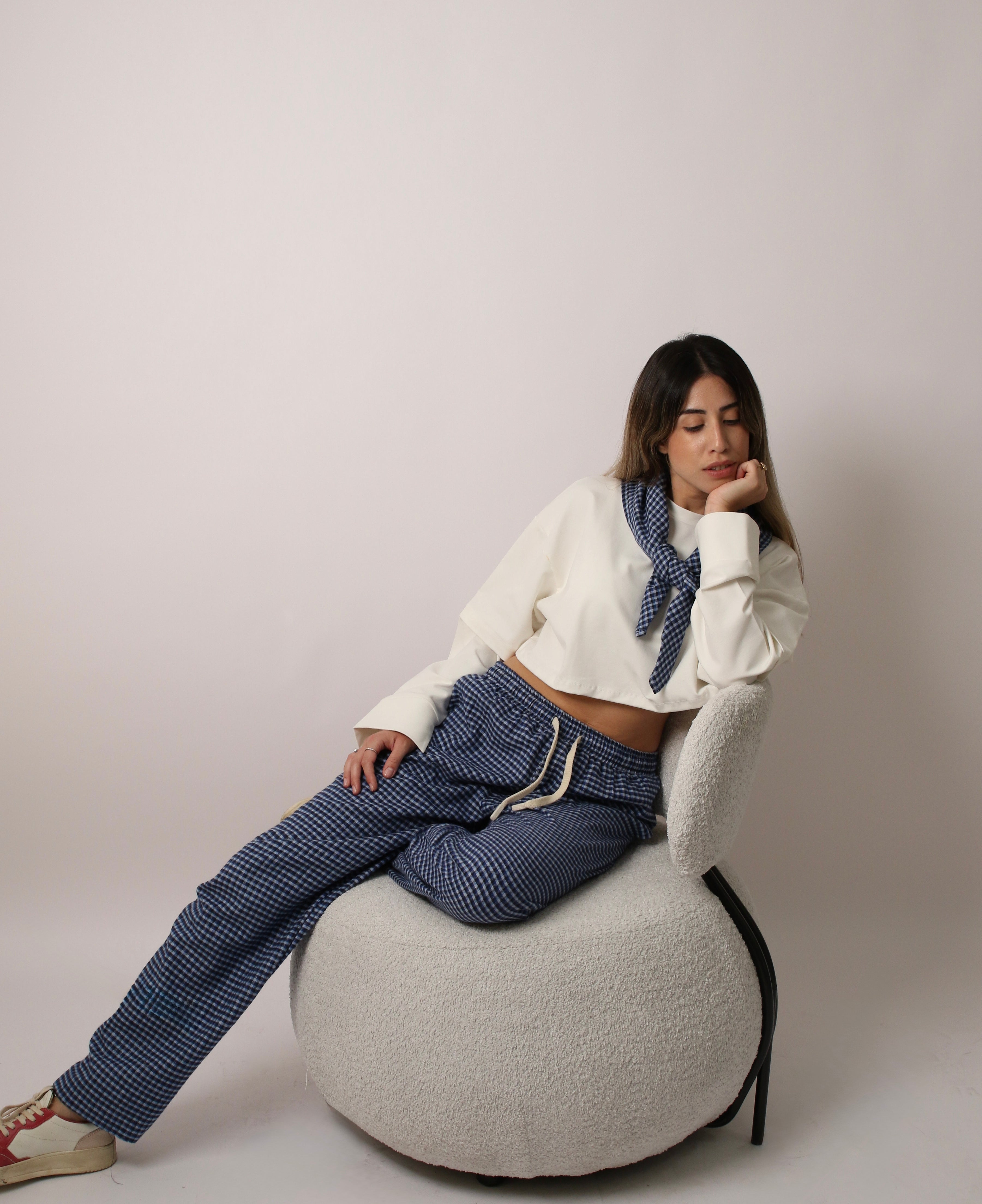 CONTRAST POCKET PANTS - BLUE
