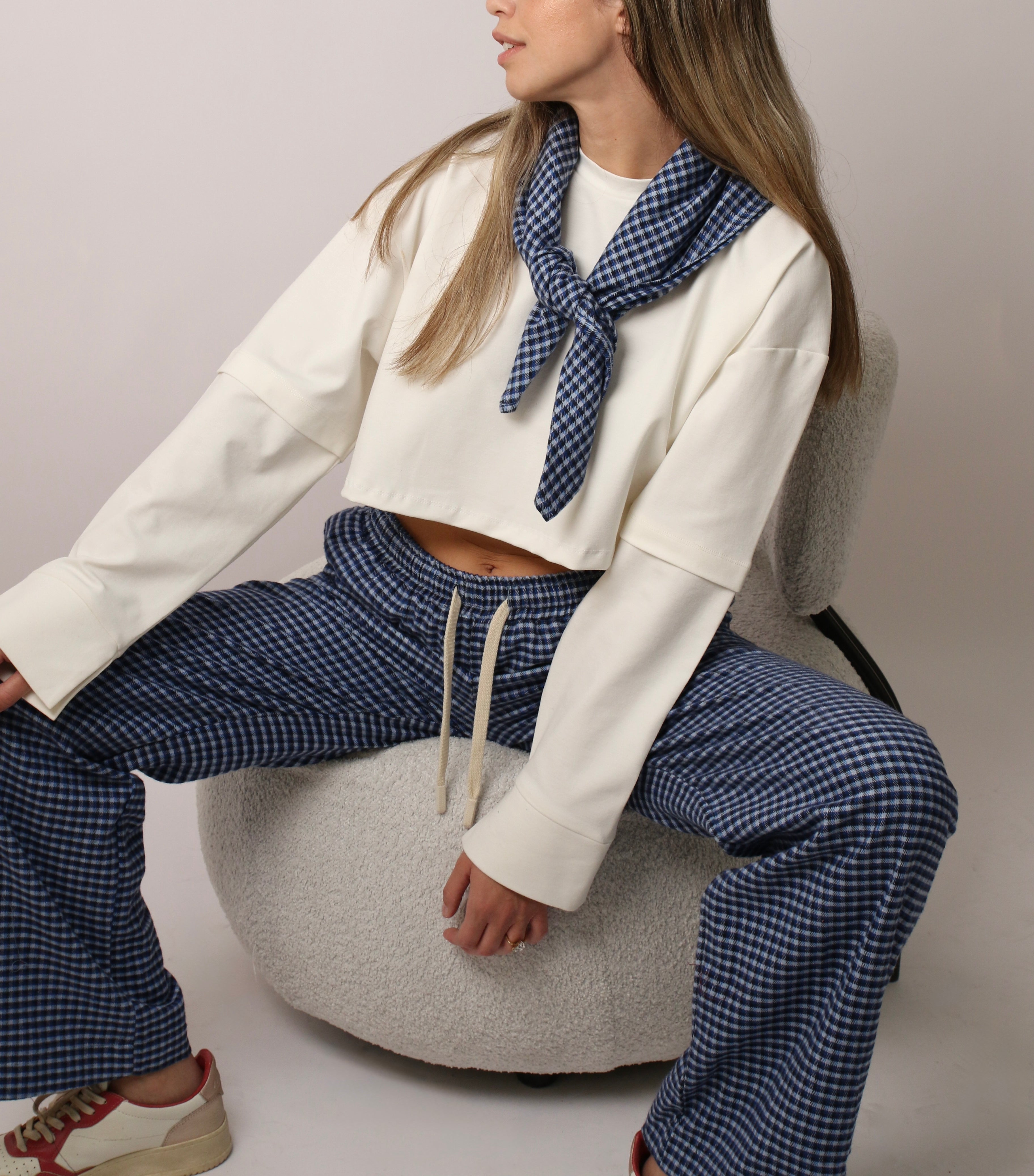 CONTRAST POCKET PANTS - BLUE