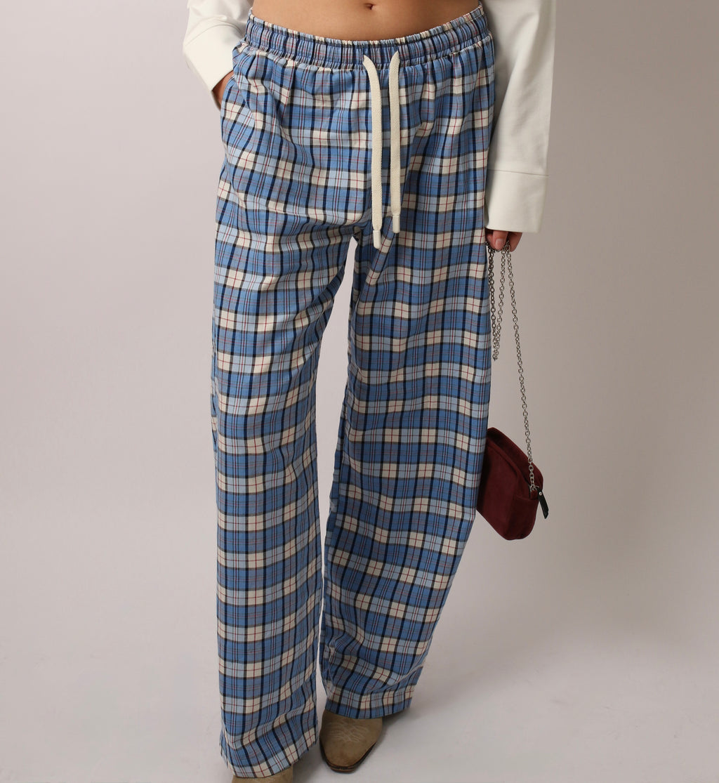 CONTRAST POCKET PANTS - SKY BLUE