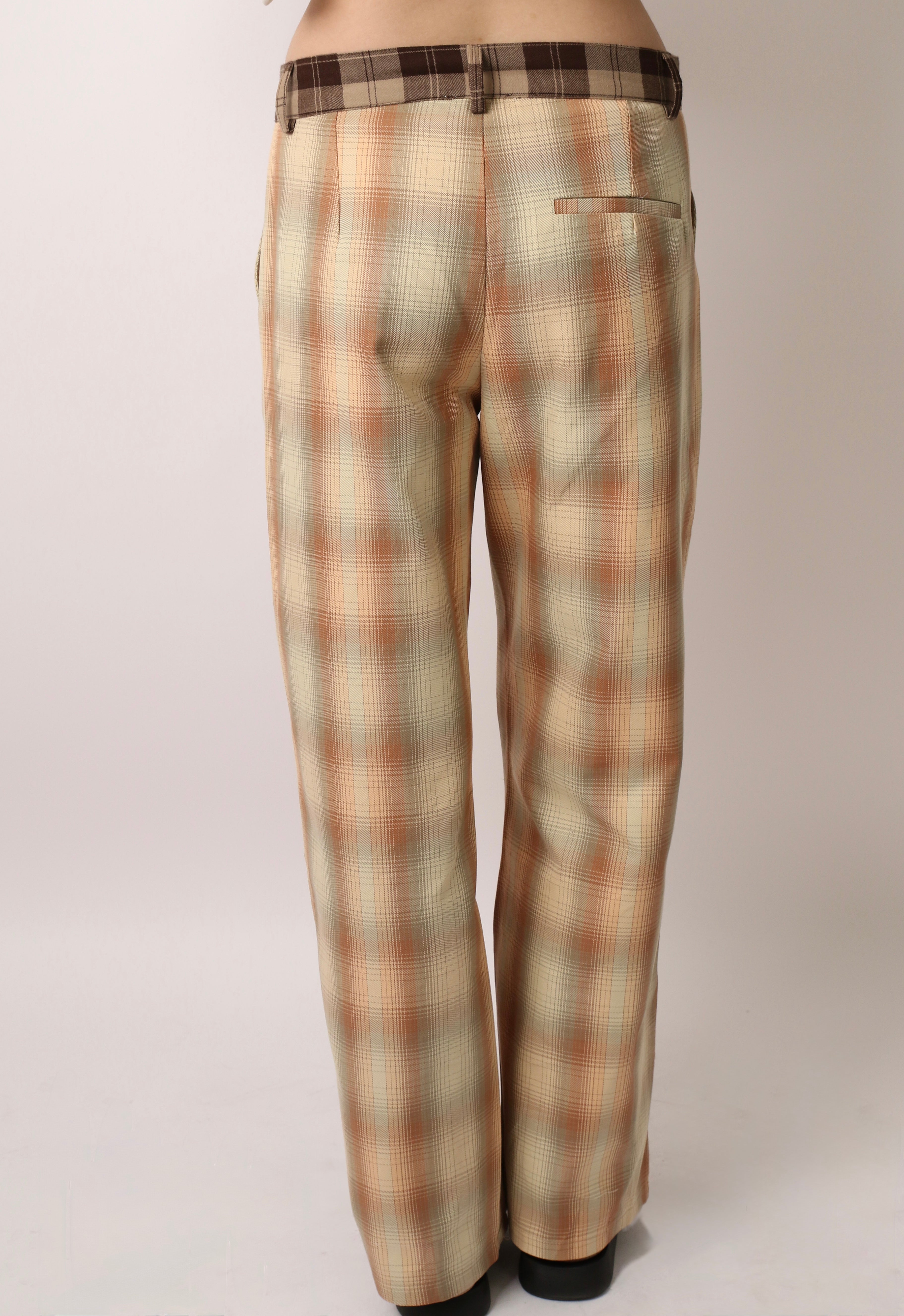 PLAID TAILORED PANTS - ORANGE