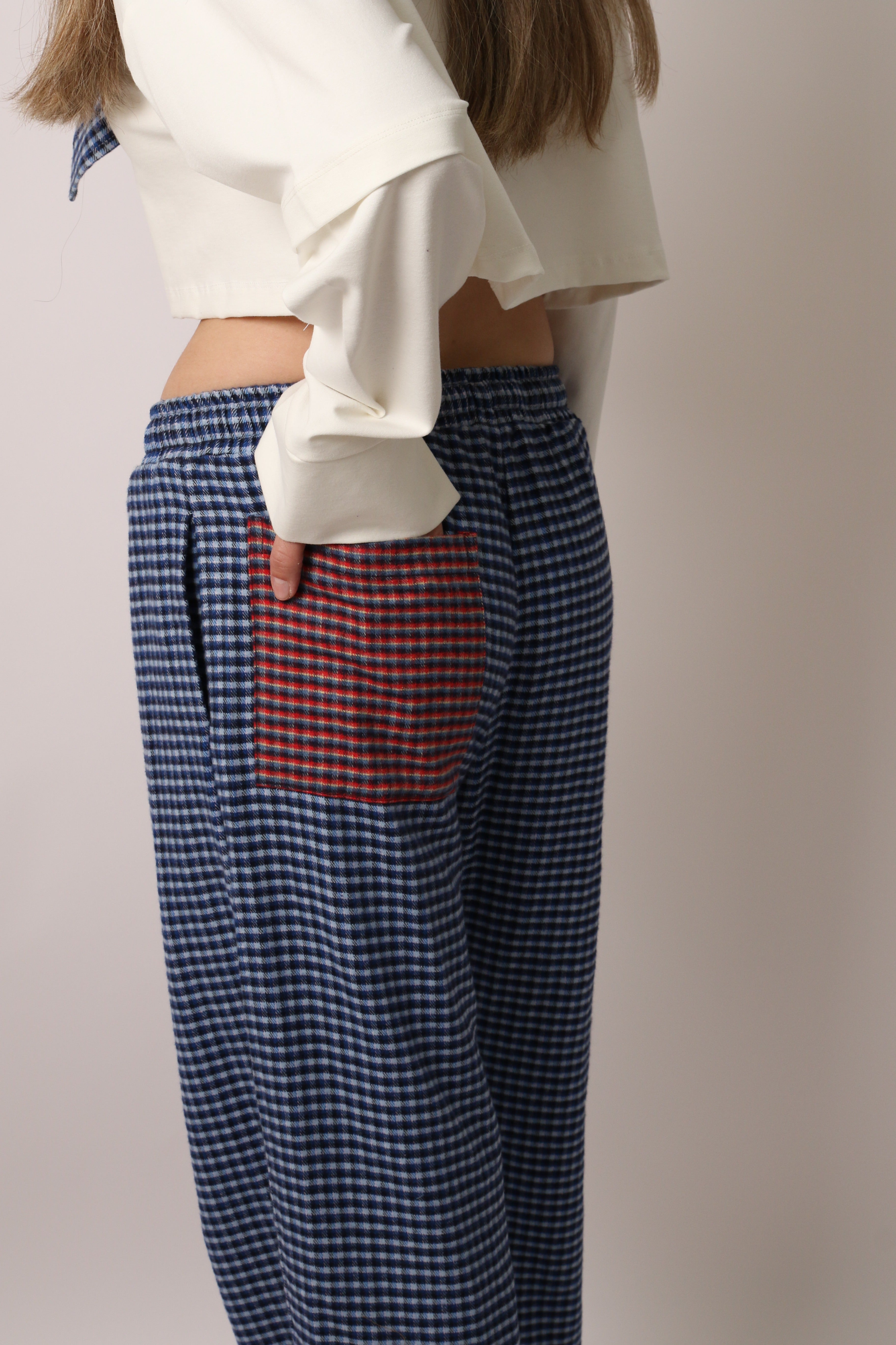 CONTRAST POCKET PANTS - BLUE